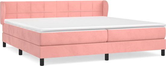 vidaXL Boxspring met matras fluweel roze 200x200 cm