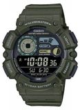 CASIO WS-1500H horloge, uni, groen, quartz, digitaal, waterdicht tot 10 bar, batterijduur van 10 jaar