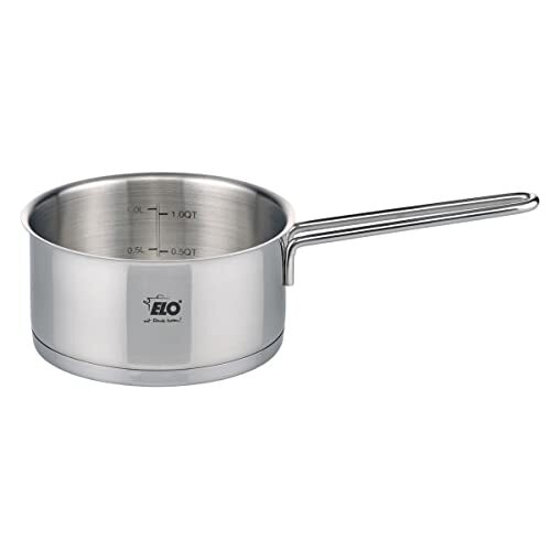 ELO 7243626 steelpan met lange greep van roestvrij staal, geschikt voor alle warmtebronnen, roestvrij staal, 16 cm, 1,3 l