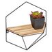Relaxdays wandplank industrieel, metaal & MDF, zeshoekig wandrek, HBD: 35 x 31 x 13,5 cm, kleine muurplank, zwart/bruin