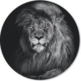 MousePadParadise Ronde Muismat - Leeuw - Zwart wit - 20x20 cm