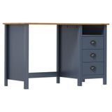 vidaXL Bureau Hill 120x50x74 cm Massief Grenenhout Grijs