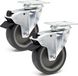 Wiltec Set de 2 roues pivotantes, diamètre 100 mm, capacité de charge jusqu'à 80 kg par roue, avec roues en plastique, frein et plaque de montage. Fonctionnement silencieux.