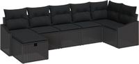 vidaXL Bankstel 7-zits Zwart Polyrattan