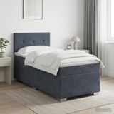 vidaXL Lit boxspring avec matelas, gris foncé, 90 x 190 cm, velours