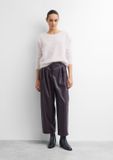 Comma - Korte broek met plooien van imitatieleer - Aubergine - Maat 42