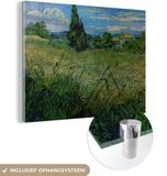MuchoWow® Glass Painting 120x90 cm - Acrylic Glass Painting - Green Wheatfield with Cypresses - Vincent van Gogh - Photo on Glass - Paintings