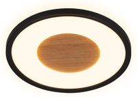 Briloner Sufit Wood - LED Plafonniére - plafondlamp met houtdecor - met indirect licht - warm wit licht - Ø29 x 3 cm - zwart