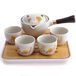 Theeservies Lachineuse Japanse Kawaii kat theeservies - met theepot, 4 porseleinen kopjes, dienblad en draagtas - cadeau-idee Japan Japanse kat schattig - Aziatisch servies