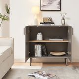 [en.casa] Modern dressoir met 2 deuren en praktische handgrepen, decoratief, stabiel, voor woonkamer, slaapkamer, kantoor, staal, spaanplaat, 75 x 76 x 38 cm, grijs