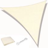 KAHEIGN Driehoek Zonnescherm Zeil, 3m x 3m x 3m Waterdicht 98% UV-blok Zonnescherm Canvas 180gsm Zonnebrandcrème Luifel voor Buiten Tuin Patio Yard Party (Cream)