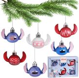 sarcia.eu DISNEY Stitch SET kerstballen, ONBREEKBAAR, PLASTIC kerstversiering, SET 6 stuks