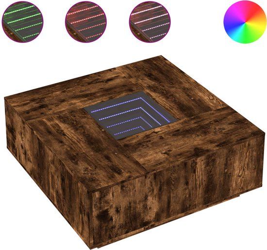 vidaXL Salontafel met Infinity LED 100x100x40 cm Gerookt Eikenkleurig