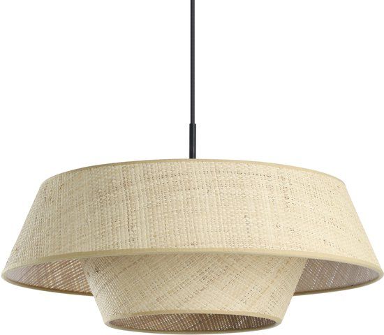 Eglo Marford Hanglamp - E27 - Ø 50 cm - Zwart|Natuur|Raffia