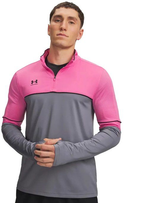 Under Armour Challenger Training Sweatshirt Met Halve Rits Grijs, Roze XL Man