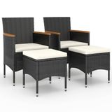 VidaXL Tuinstoel Terras Gecapitonneerde zitting Acaciahout, Polyester, Polyrattan, Staal Crème, Wit