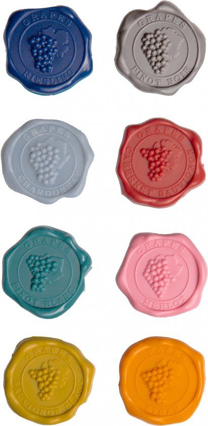 Vacu Vin Glass Markers Classic – Set van 8 Glasmarkers – Wijnzegel Design – Herbruikbare Glasmarkeerders