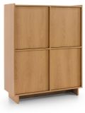 3xE living Commode haute Yasumi 98 cm, 4 portes, 8 étagères, chêne caramel | L 98 x P 39 x H 124 cm, 4 portes, 8 étagères, façade sans poignées, panneau stratifié 16 mm, pieds assortis
