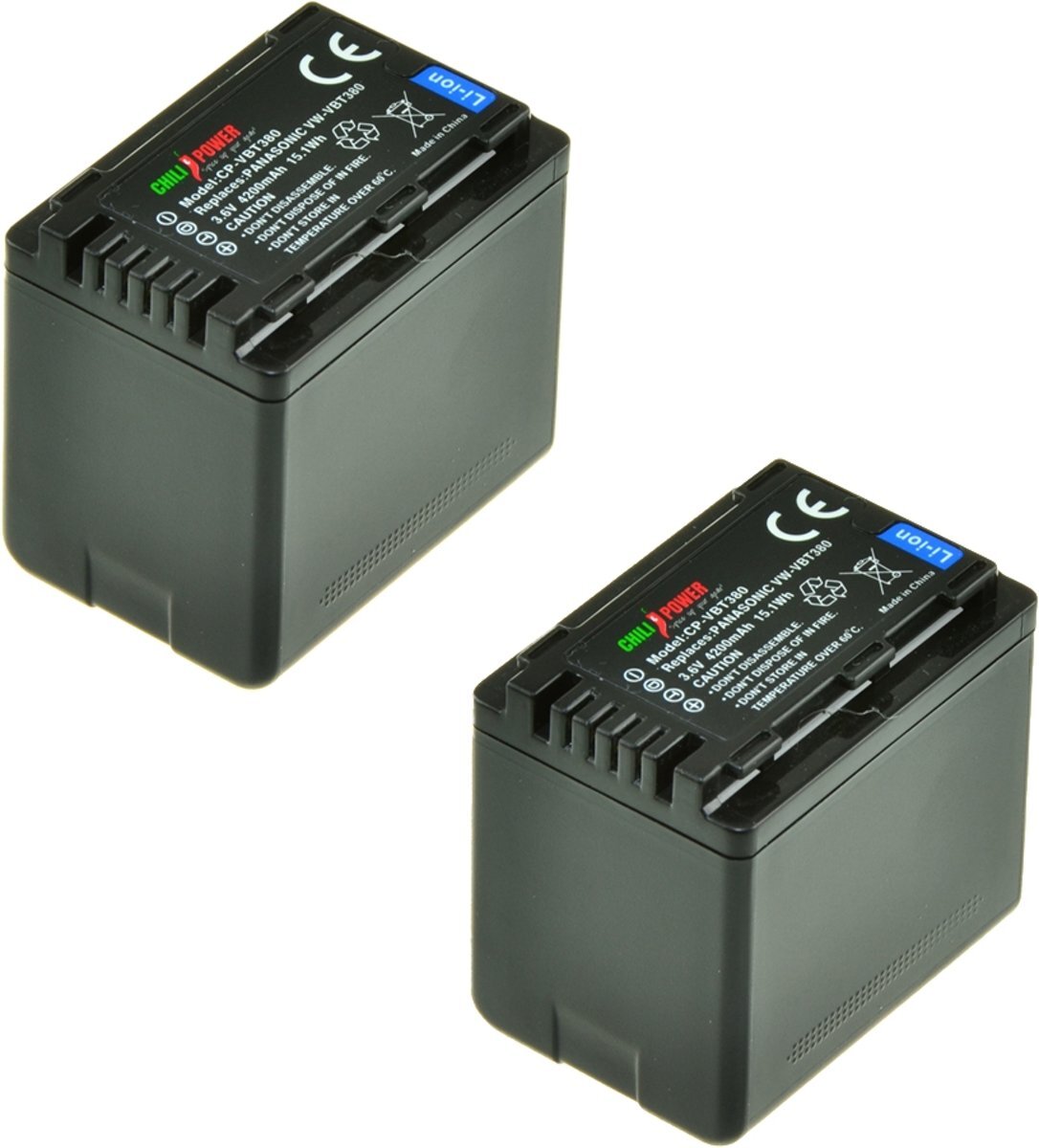 ChiliPower VW-VBT380 accu voor Panasonic - 4200mAh - 2-Pack VW-VBT380 accu voor Panasonic - 4200mAh - 2-Pack