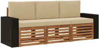 vidaXL - Bank loungeset - 4 zitplekken - Massief acaciahout - Natuurlijk en beige