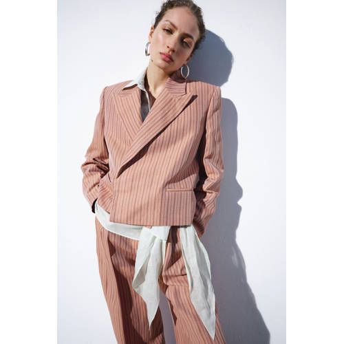 Mango Krijtstreep Cropped Blazer Oudroze
