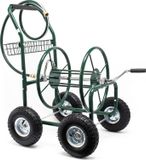 Wiltec Carret de tuyau pour tuyaux de jardin jusqu'à 76 m avec raccord de 19 mm (3/4"), enrouleur de tuyau sur roues Ø25 cm avec manivelle pour enrouler