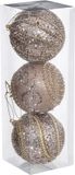 BEAU by Bo Kerstballen - Koper - Ø8cm - Set van 6 - Met kralen - Kunststof