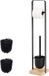 Merkloos Relaxdays Toiletbutler - Toiletborstel met Houder - WC-Rolhouder - Staand - Staal en Bamboe - Zwart/Naturel