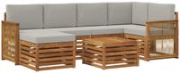vidaXL - Buiten - bank - set - 6 - st - Naturel - en - lichtgrijs