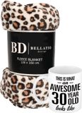Bellatio Design Cadeau verjaardag 30 jaar vrouw - Fleece plaid/deken luipaard print met Awesome 30 year mok