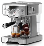 Merkloos Espressomachine espresso koffiezetapparaat zeefdrager - 15 bar - 1,8 liter - RVS - Met zichtbaar manometer