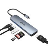 QHOU Dual Display USB C-hub, 6-in-1 USB C -adapter, USB 3.0 5 Gbit/s sneldockingstation (4K HDMI, SD/TF, USB A 3.0) voor Mac Pro/Air, Dell, oppervlak, HP, Lenovo en type C