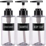 Unyqoos® Set van 3 Navulbare Transparante Pompdispensers voor Badkamer en Keuken