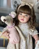 Reborn-babypop Pippa, 66 cm, réaliste, avec yeux ouverts, corps en tissu