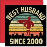 23e verjaardagskaart voor echtgenoot van vrouw - Beste echtgenoot sinds 2000 - I Love You Gifts, Gelukkige 23e huwelijksverjaardagskaarten voor partner, 145 mm x 145 mm wenskaarten voor
