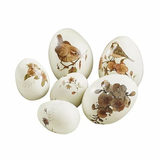 LOBERON Decoratie-ei set van 6 Sylphette crème
