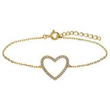 Lucardi - Dames Zilveren goldplated armband met zirkonia - Armband - 925 Zilver - Goudkleurig - 19 cm