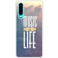 P30 Music is life Bedrukt siliconen hoesje