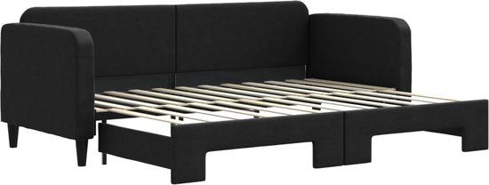 vidaXL Slaapbank met onderschuifbed 80x200 cm stof zwart