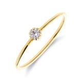 Lucardi Dames 9 karaat ring met zirkonia - Goudkleurig - Ringmaat 19 / 60 mm