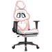 vidaXL Fauteuil de jeu avec repose-pieds, similicuir, blanc et rose