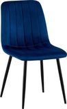 CLP Dijon Eetkamerstoel - Zonder armleuning - Metaal onderstel - blauw Fluweel