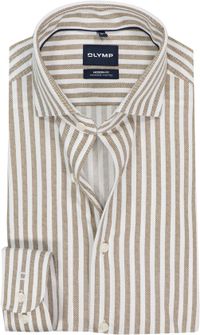 OLYMP Smart Business modern fit chemise - tricot - marron à rayures blanches - Facile à repasser - Tour de cou : 38 (Taille UE : S)