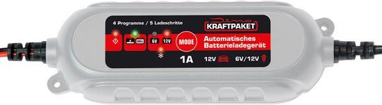 berger Dino KRAFTPAKET acculader 6/12V 1A + ring