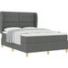 Maison Exclusive - Boxspringbed met hoofdeinde, donkergrijs, 190 x 140 cm, gestoffeerd