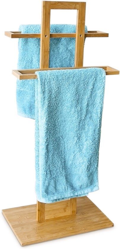 Relaxdays Staand handdoekenrek bamboe hout