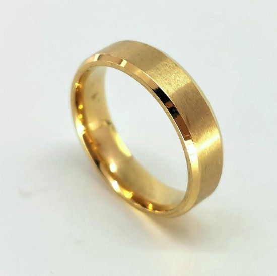 Lili 41 RVS Gouden Ring Maat 22 - Unisex - Gepolijst Staal - Zonder Steen