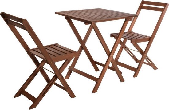 Garden Pro Bistroset 72 X 60 Cm Hout Donkerbruin 3-delig