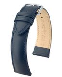 HIRSCH Kent Horlogebandje - Italiaans kalfsleer, 20 mm Breedte bevestiging, blauw