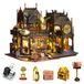 Holo Magic City Miniatuurhuis-set, maison de poupée en bois avec éclairage LED, échelle 1:24